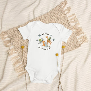 "Be Kind to Every Kind" – Organic Cotton Baby Animal Onesie - Post & Poppy