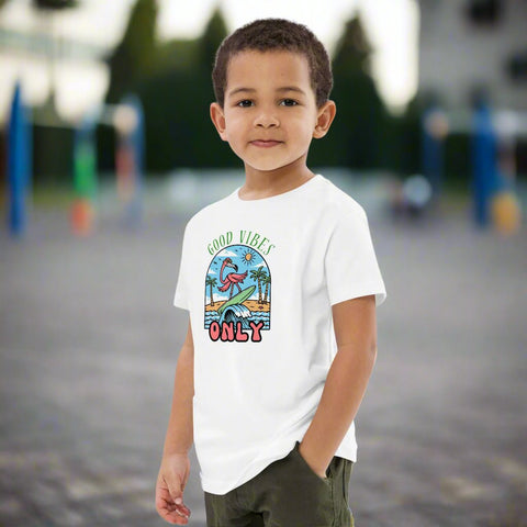 "Good Vibes Only" Flamingo – Organic Cotton Kids Graphic Tee - Post & Poppy