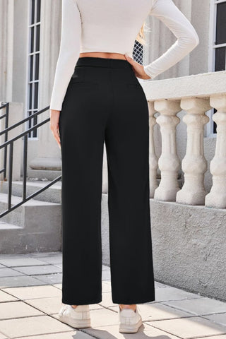 High Waist Wide Leg Pants – Stretch Nylon Spandex Trousers for Women - Post & Poppy