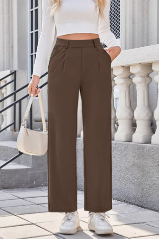 High Waist Wide Leg Pants – Stretch Nylon Spandex Trousers for Women - Post & Poppy