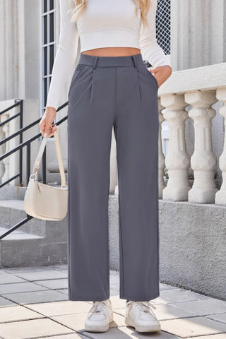 High Waist Wide Leg Pants – Stretch Nylon Spandex Trousers for Women - Post & Poppy