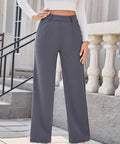 High Waist Wide Leg Pants – Stretch Nylon Spandex Trousers for Women - Post & Poppy