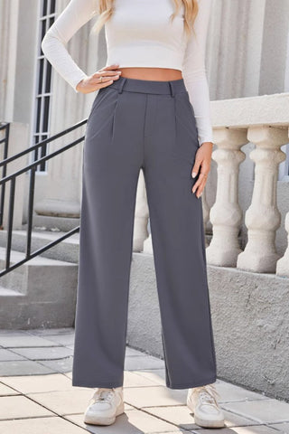High Waist Wide Leg Pants – Stretch Nylon Spandex Trousers for Women - Post & Poppy