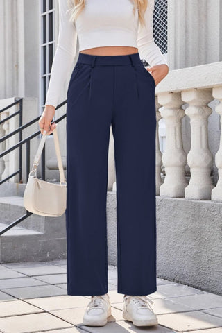 High Waist Wide Leg Pants – Stretch Nylon Spandex Trousers for Women - Post & Poppy