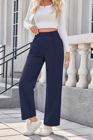 High Waist Wide Leg Pants – Stretch Nylon Spandex Trousers for Women - Post & Poppy