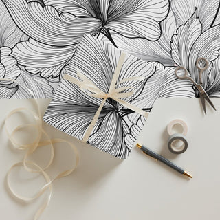 Elegant Black And White Floral Premium Gift Wrap - Post & Poppy