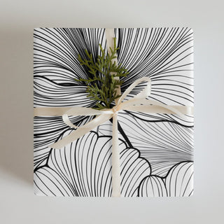 Elegant Black And White Floral Premium Gift Wrap - Post & Poppy