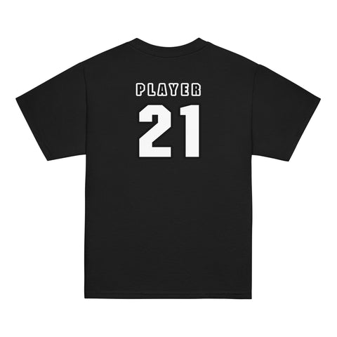 Salmon Football #1 Youth T-Shirt (Player Name + Number)
