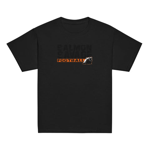 Salmon Savage Football Youth T-Shirt (Player Name + Number)